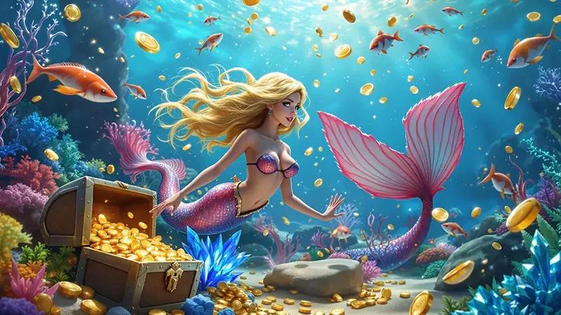 Arena ikan digital dengan target bergerak dan efek tembakan berwarna
