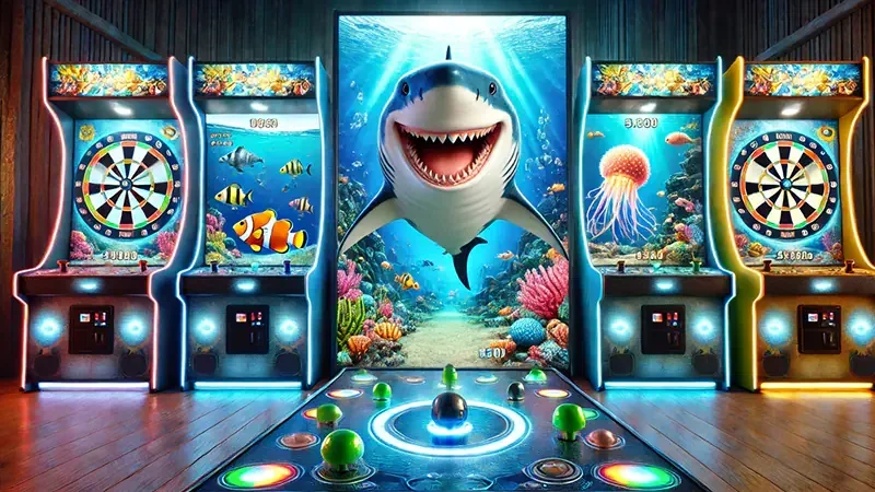 Suasana arcade bawah laut untuk sesi permainan tembak ikan di CEMARA77
